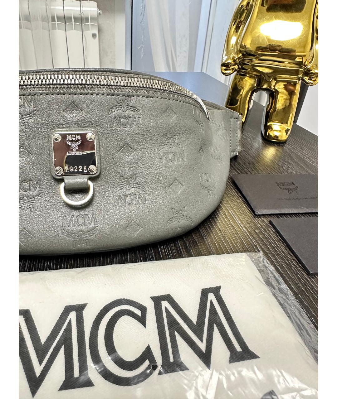 MCM Серая кожаная барсетка, фото 2