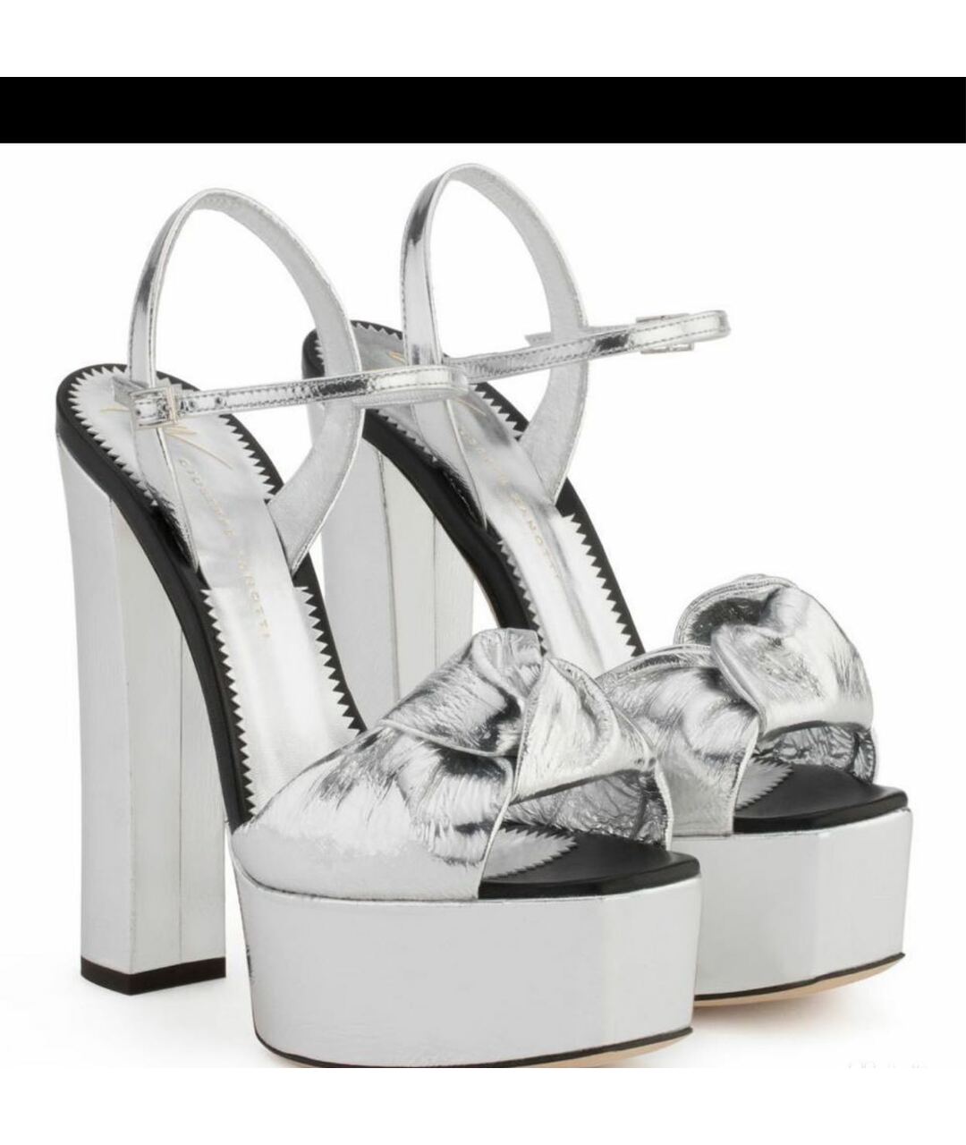 GIUSEPPE ZANOTTI DESIGN Серебряные кожаные босоножки, фото 5