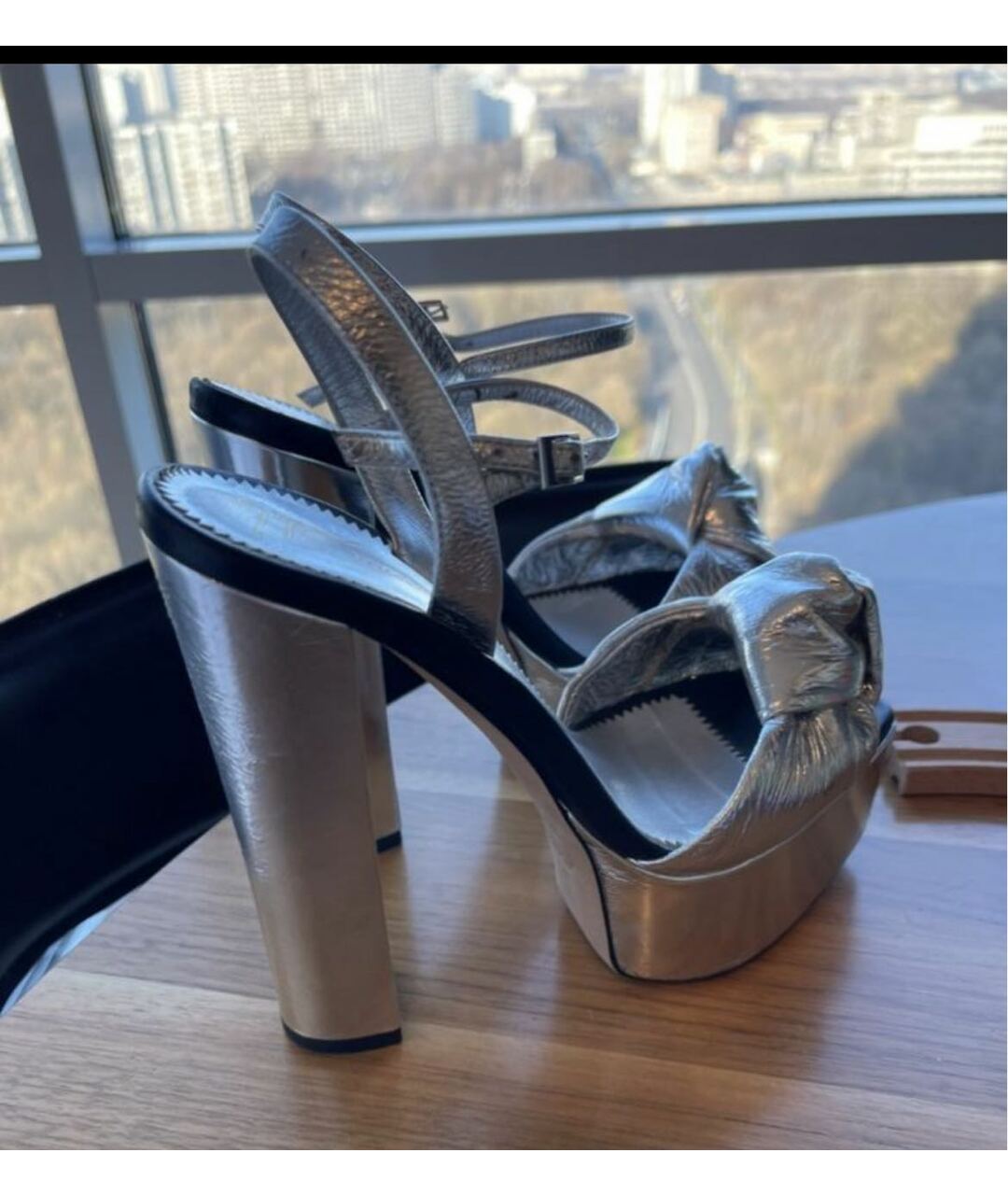 GIUSEPPE ZANOTTI DESIGN Серебряные кожаные босоножки, фото 4
