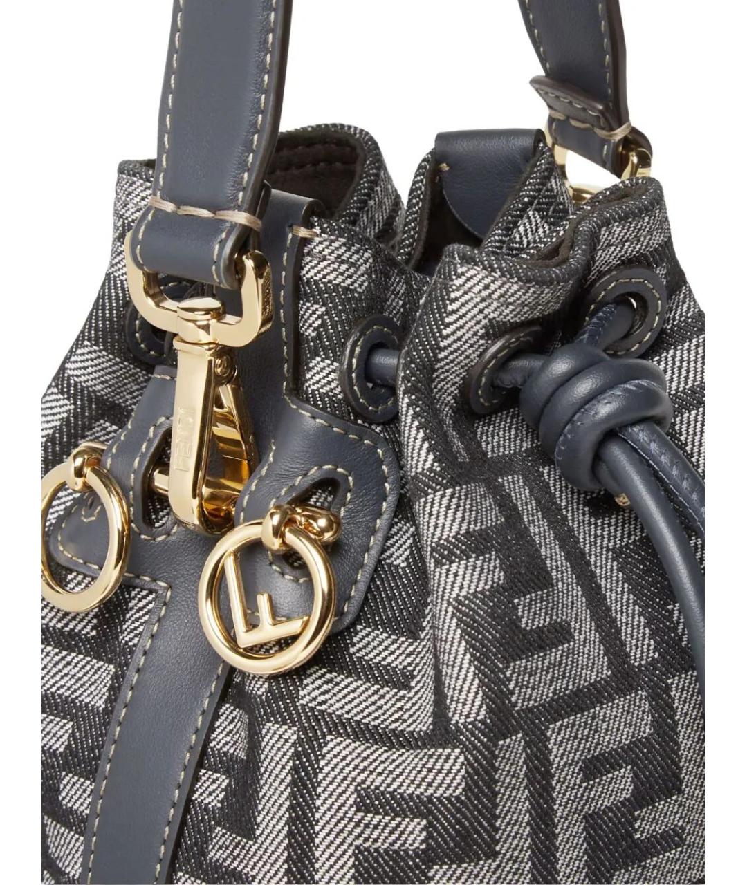FENDI Черная хлопковая сумка тоут, фото 3