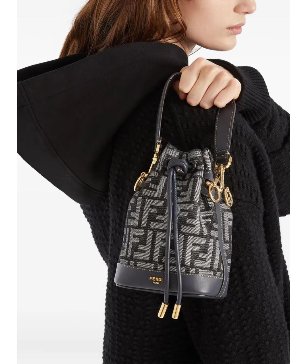 FENDI Черная хлопковая сумка тоут, фото 2