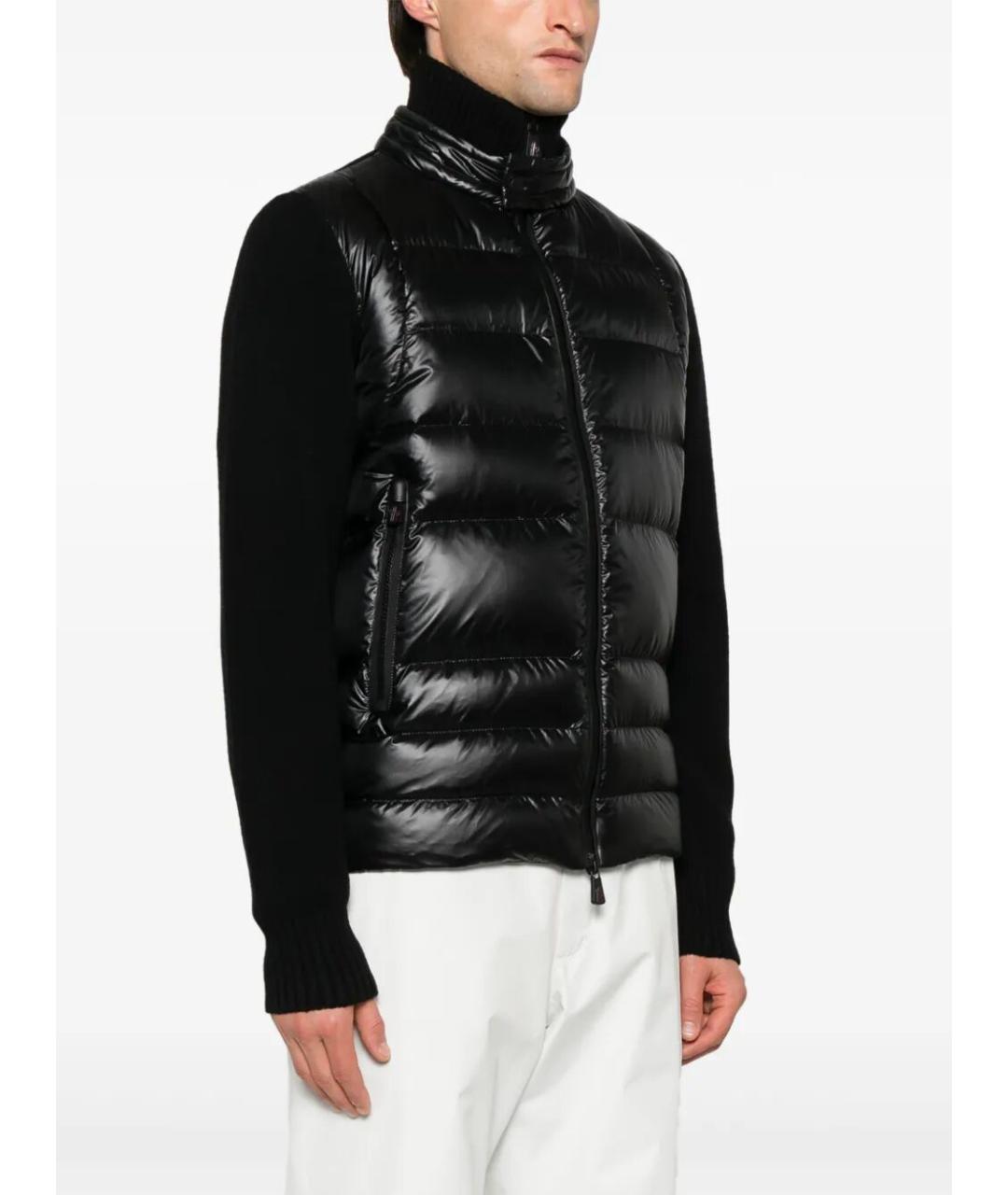 MONCLER Черный шерстяной пуховик, фото 3