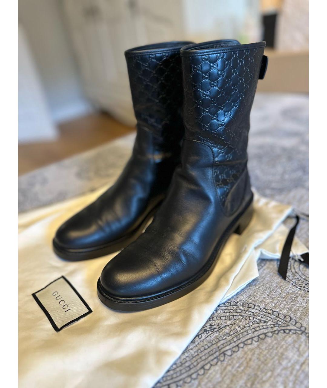 GUCCI Черные кожаные полусапоги, фото 2