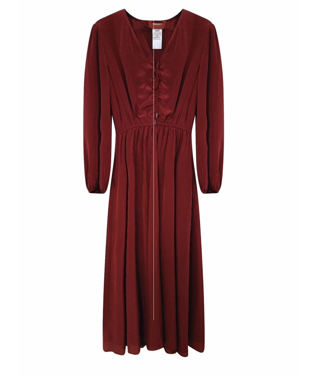 MAX MARA STUDIO Бордовое шелковое повседневное платье, фото 1