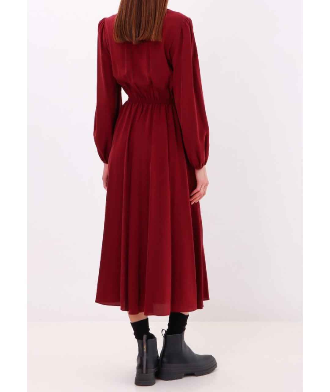 MAX MARA STUDIO Бордовое шелковое повседневное платье, фото 5