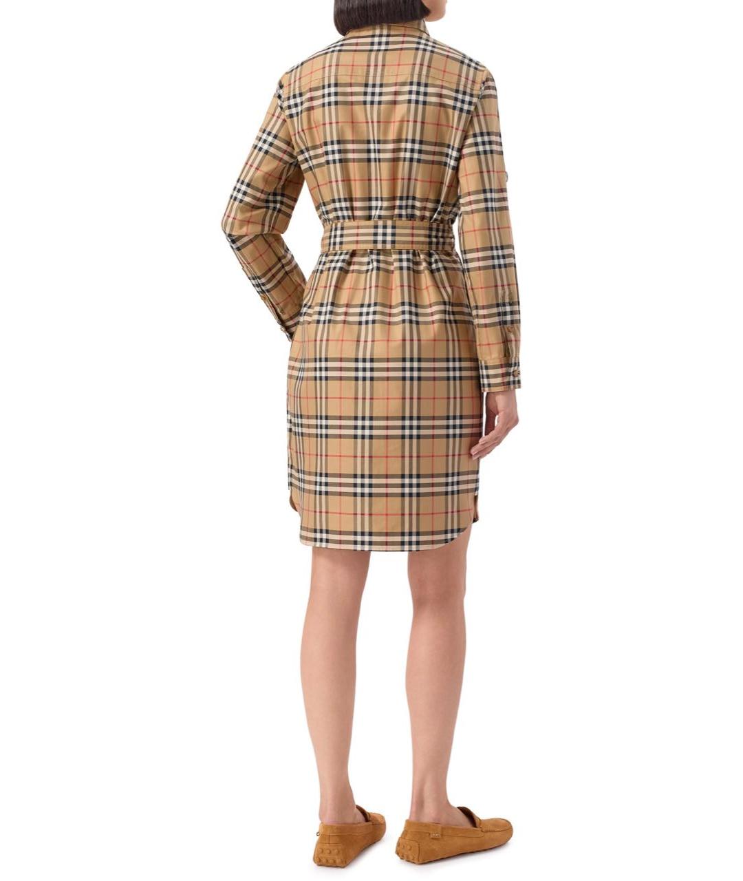 BURBERRY Бежевое хлопковое повседневное платье, фото 2
