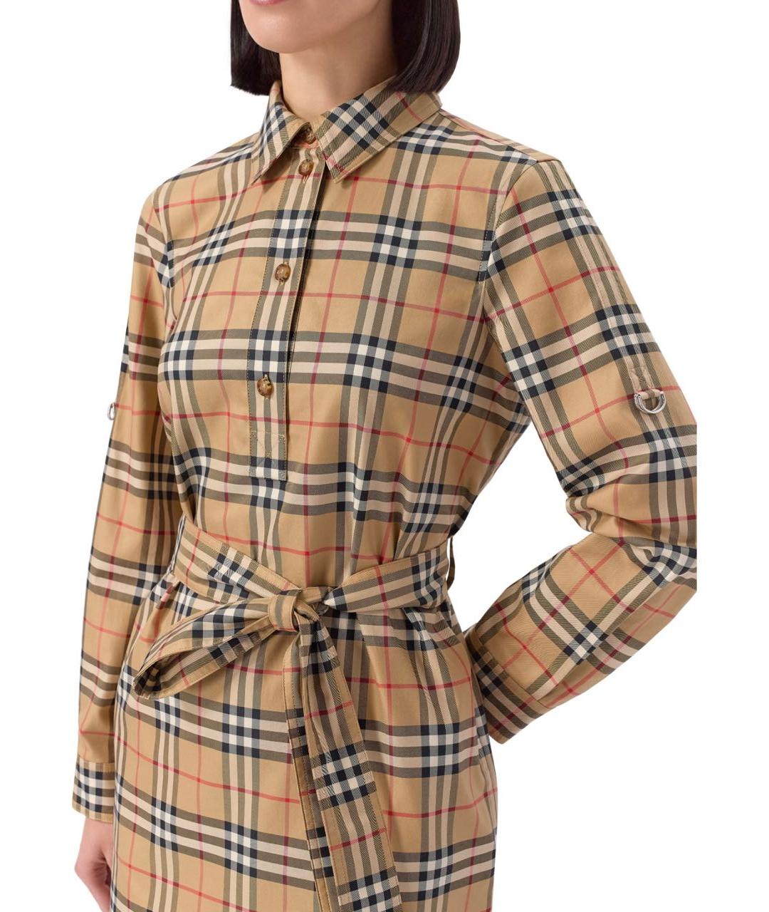 BURBERRY Бежевое хлопковое повседневное платье, фото 3