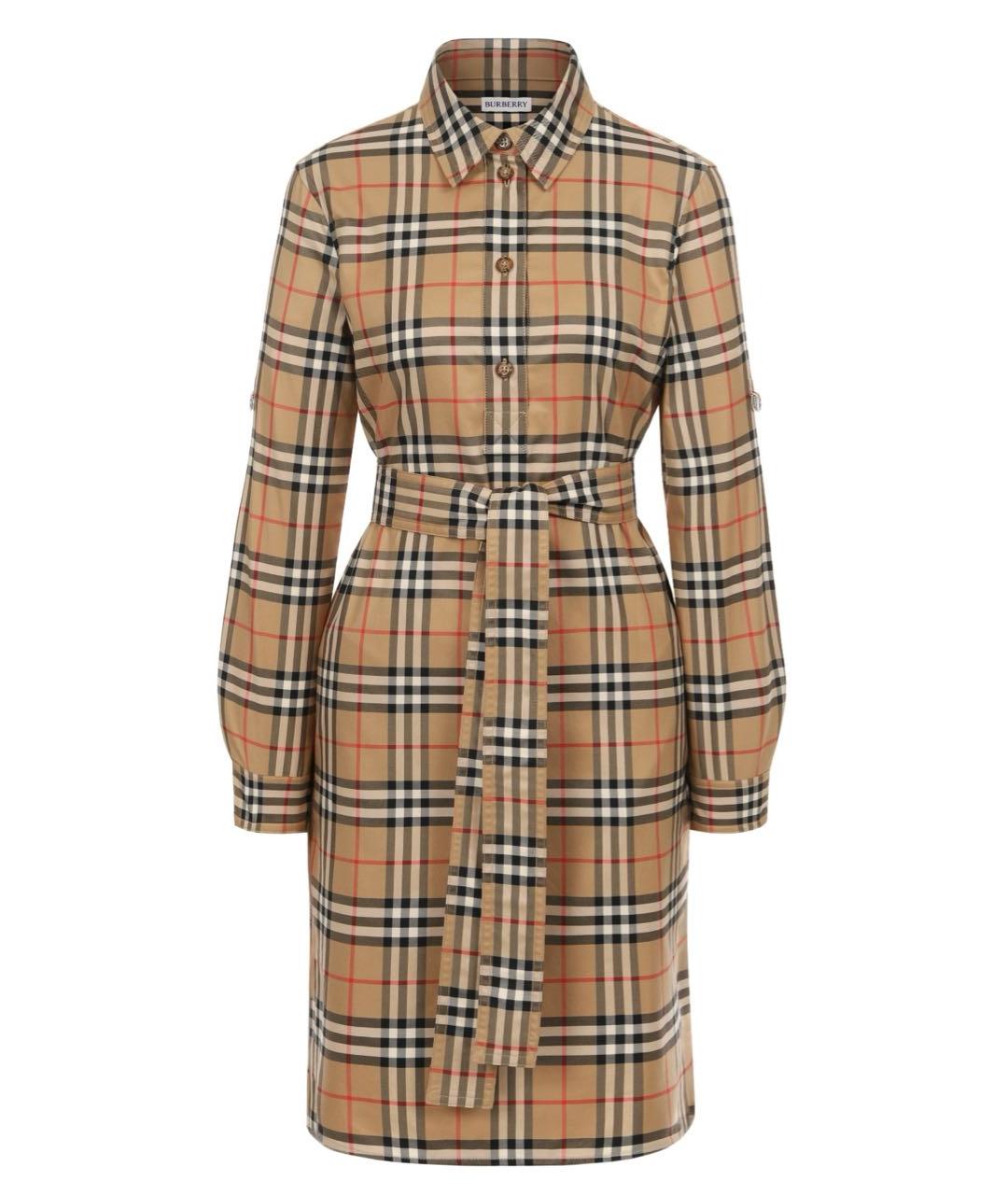 BURBERRY Бежевое хлопковое повседневное платье, фото 1