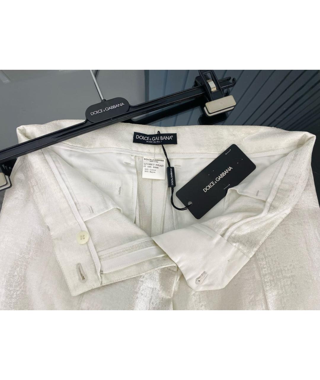 DOLCE&GABBANA Белые прямые брюки, фото 3