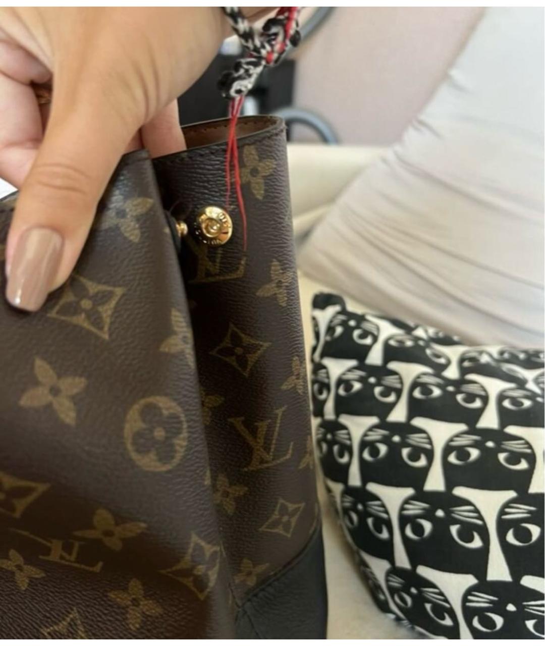 LOUIS VUITTON Коричневая кожаная сумка с короткими ручками, фото 4