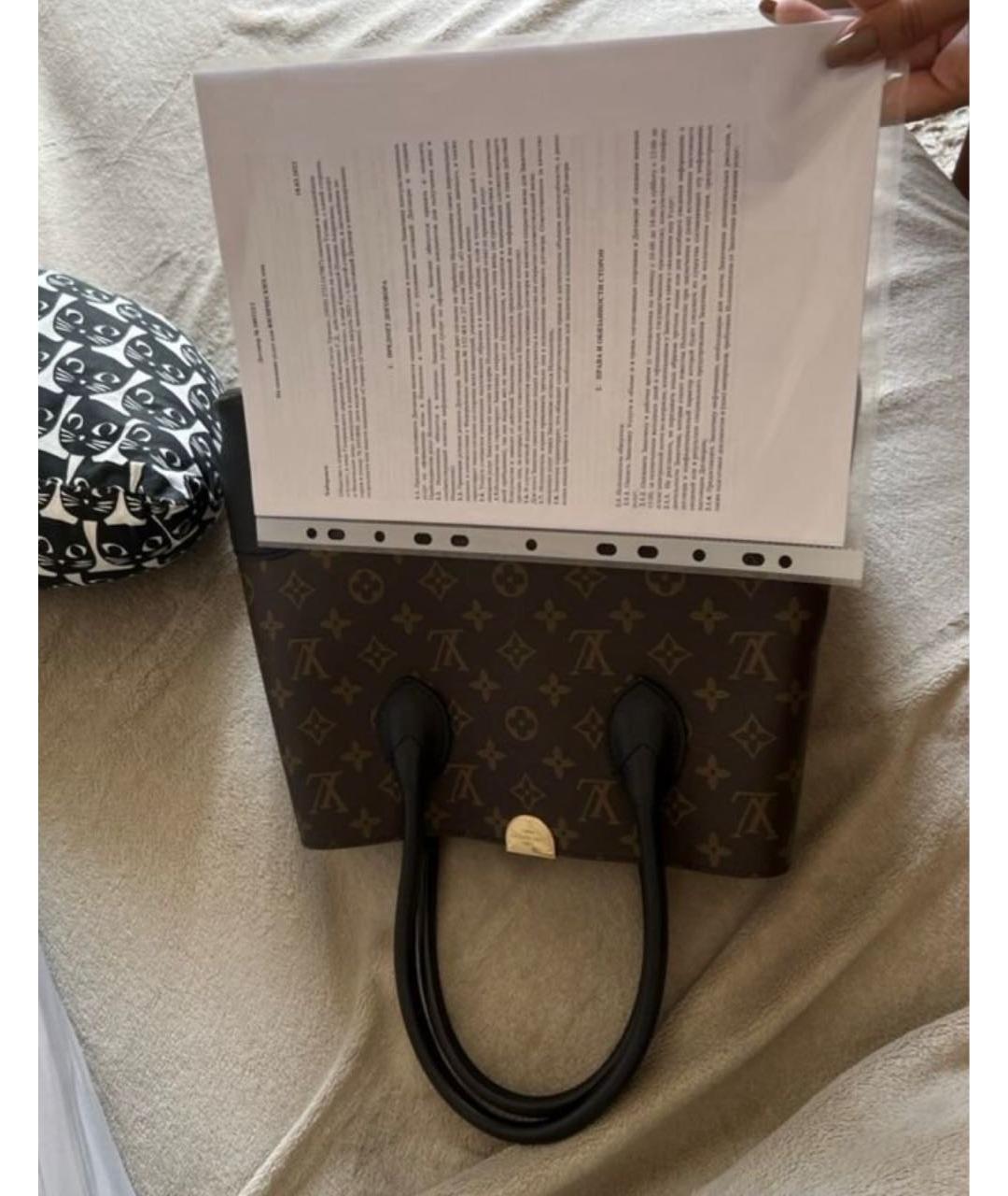 LOUIS VUITTON Коричневая кожаная сумка с короткими ручками, фото 7