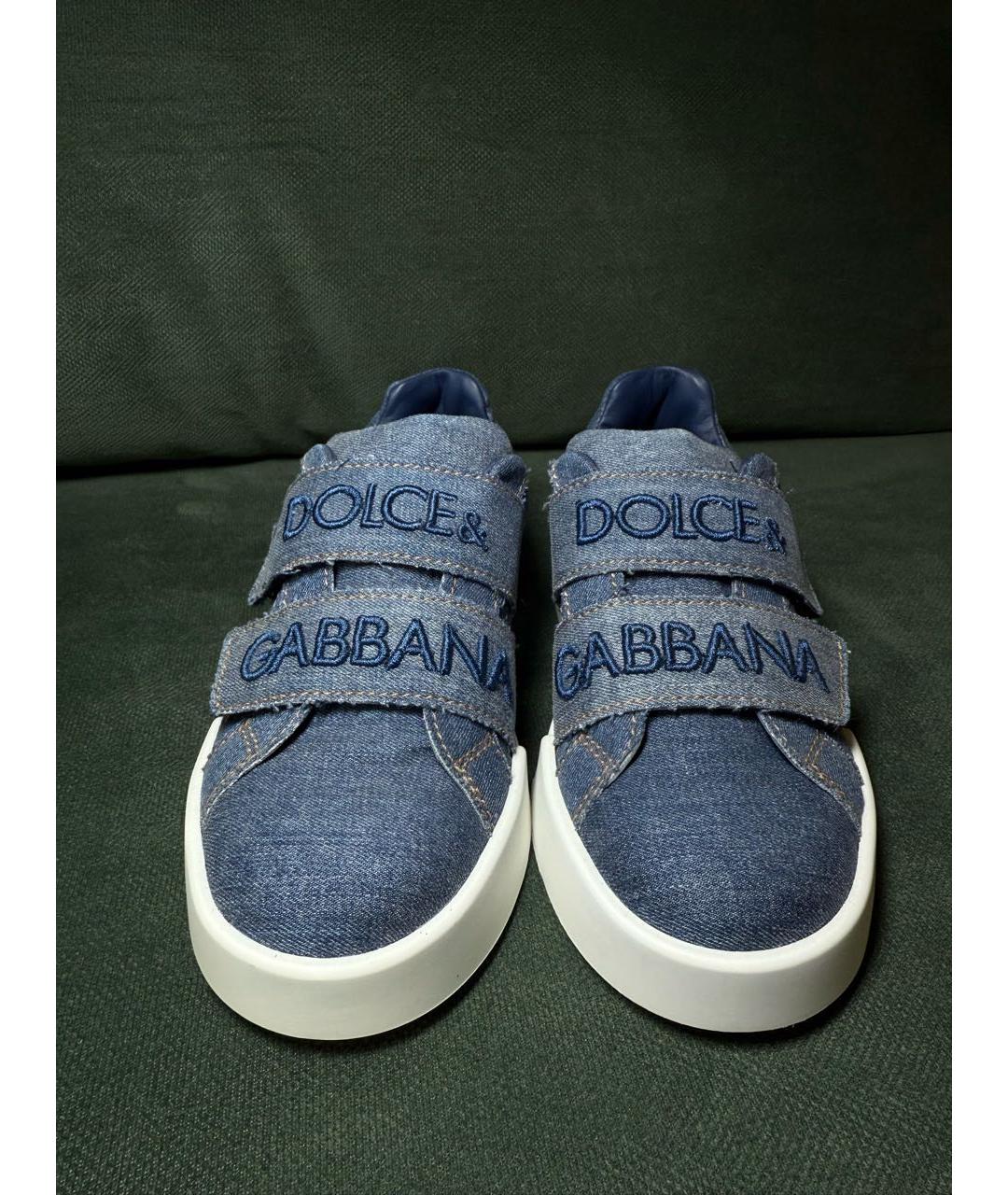 DOLCE&GABBANA Синие текстильные кеды, фото 2