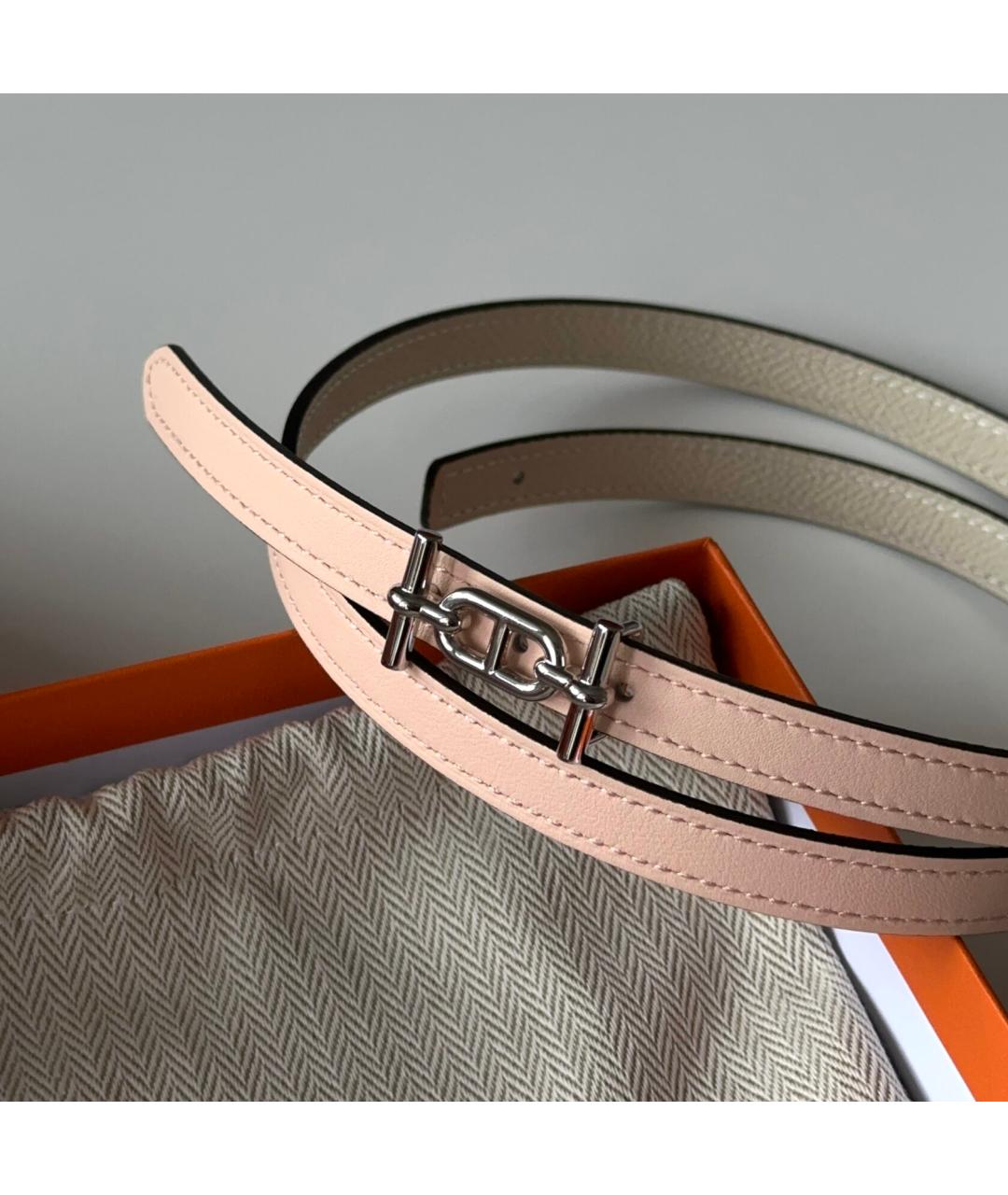 HERMES Коралловый кожаный ремень, фото 5