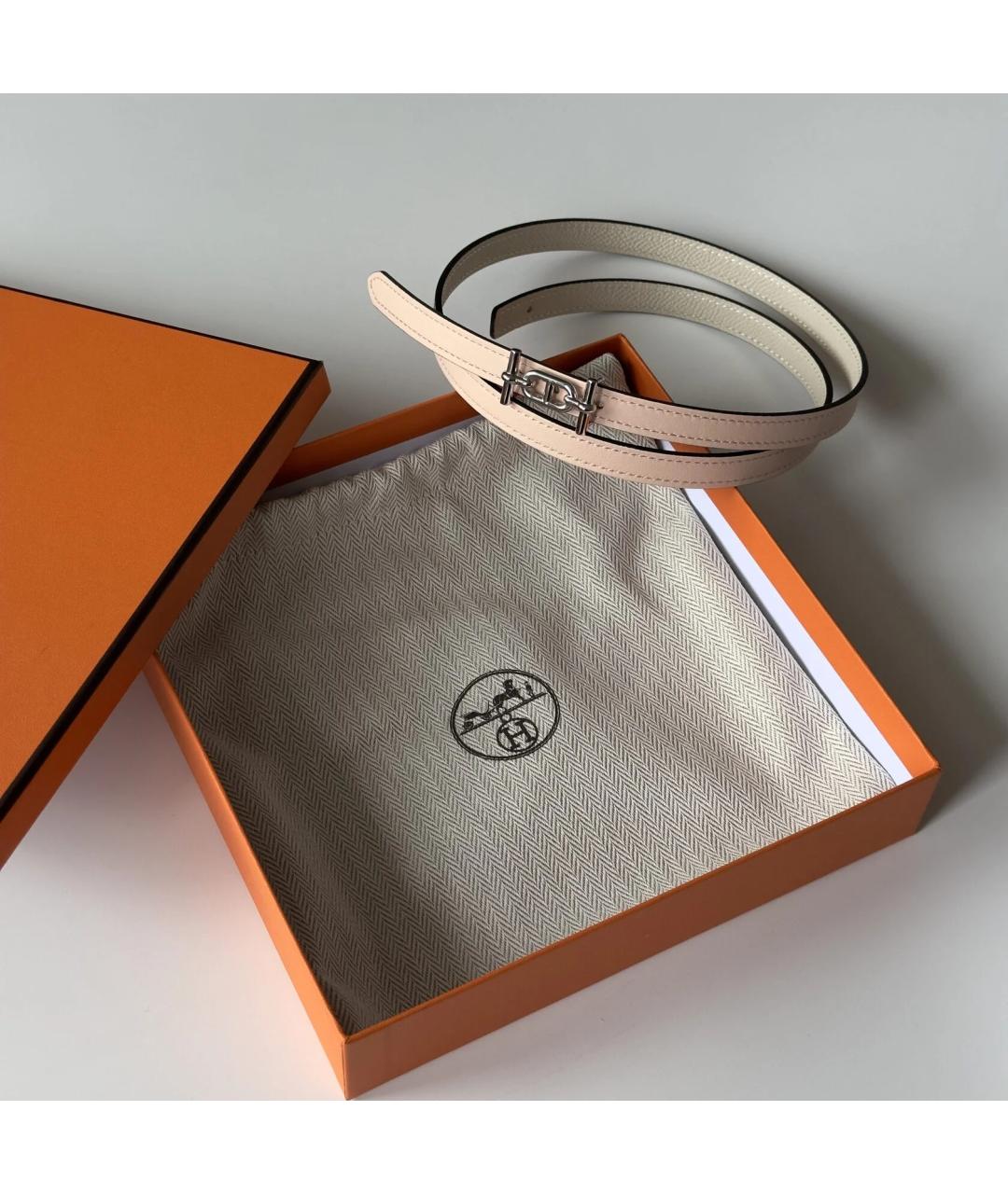 HERMES Коралловый кожаный ремень, фото 4