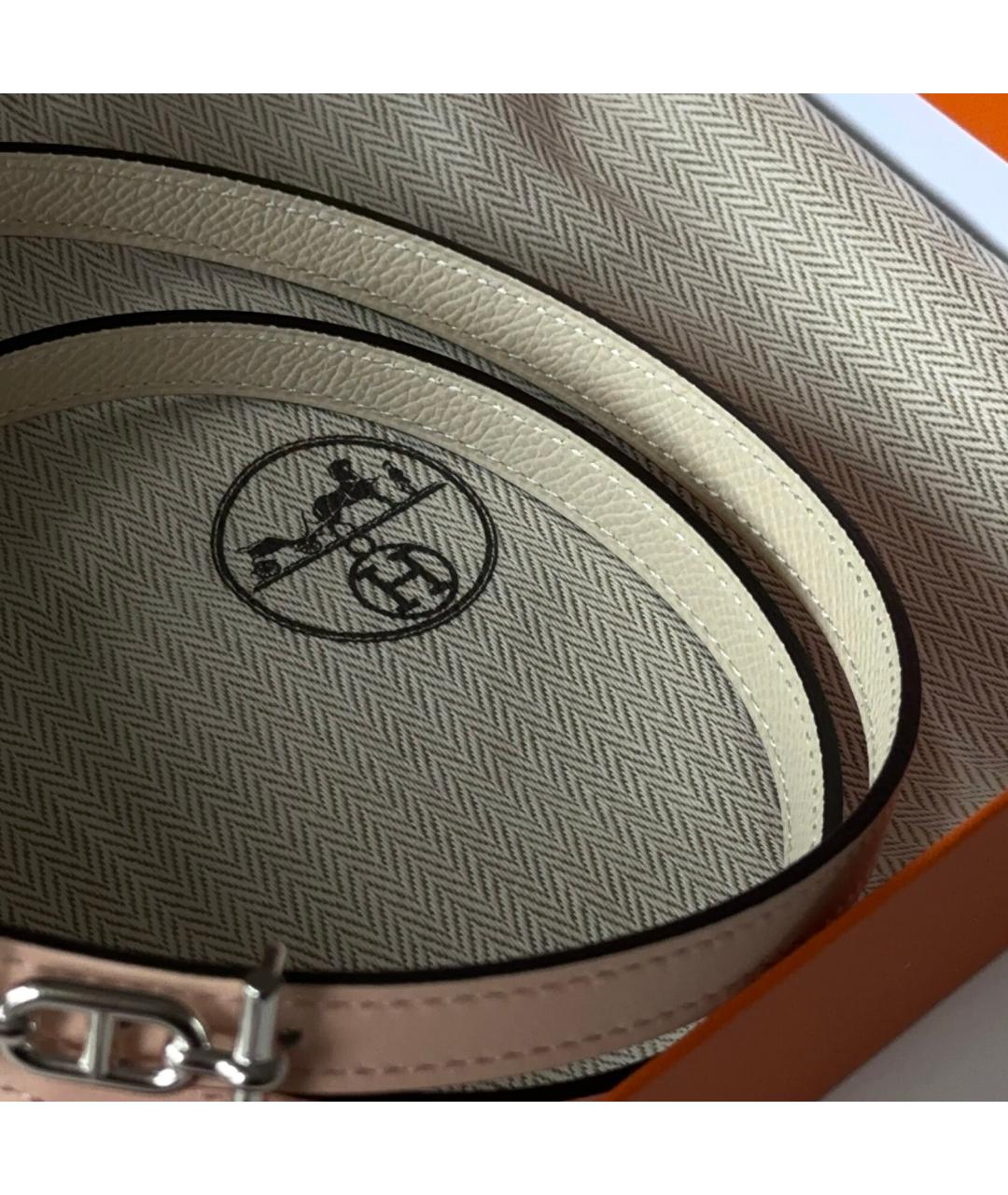 HERMES Коралловый кожаный ремень, фото 6