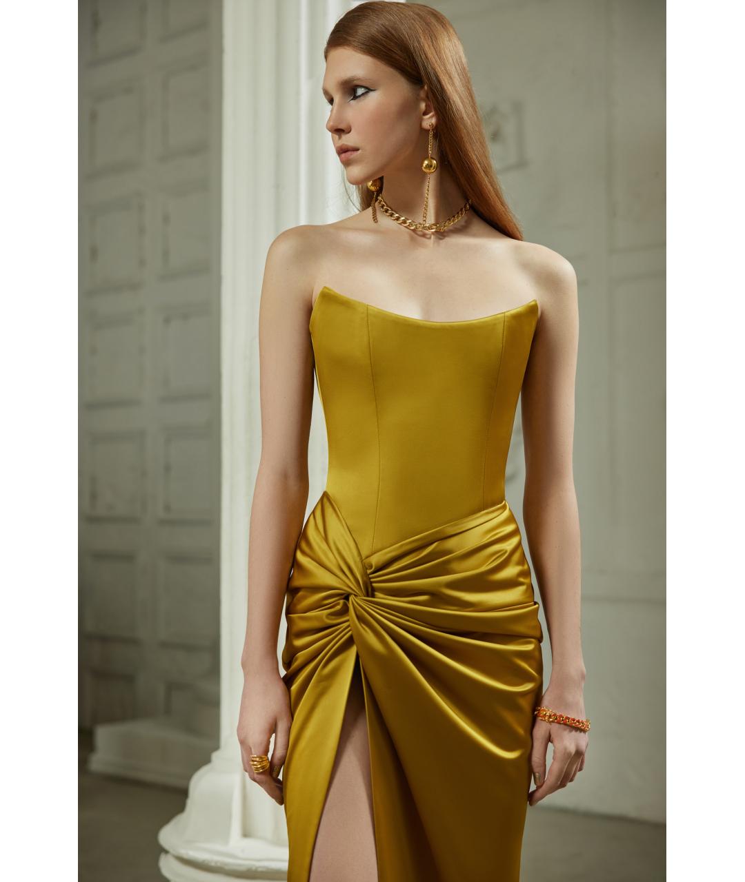 RASARIO Горчичное полиэстеровое вечернее платье, фото 3