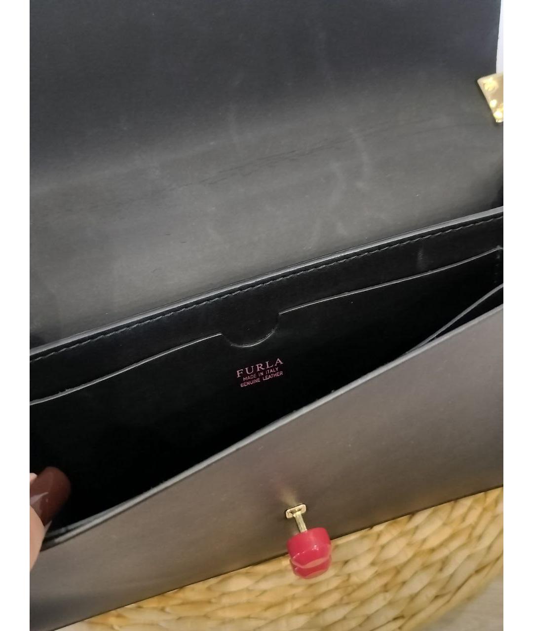 FURLA Черная сумка с короткими ручками из искусственной кожи, фото 4