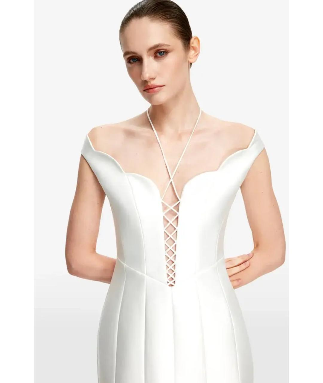 RASARIO Белое атласное коктейльное платье, фото 4