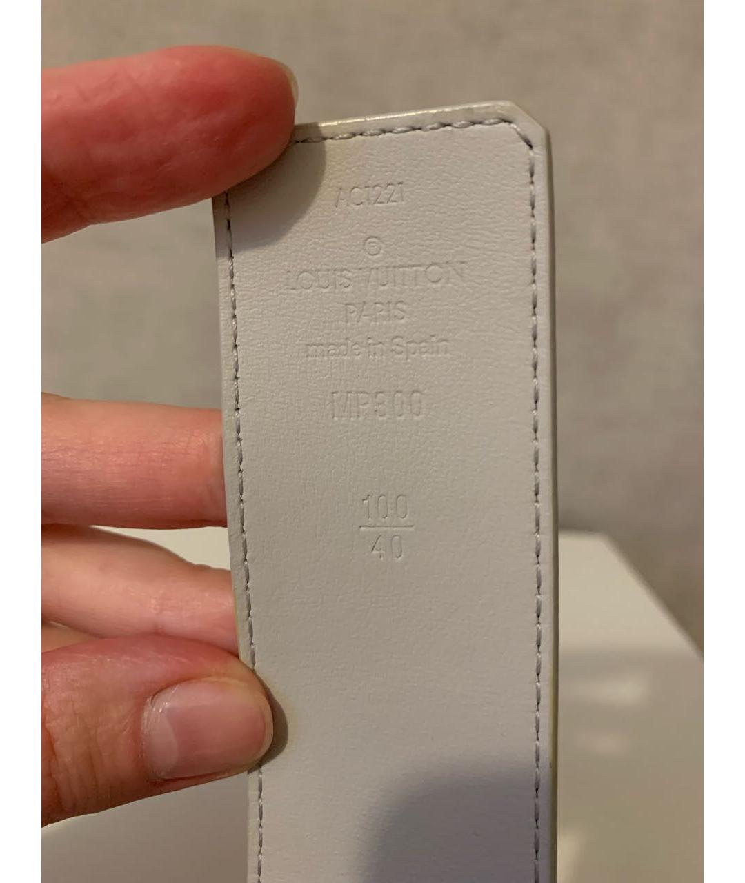 LOUIS VUITTON Серый кожаный ремень, фото 6