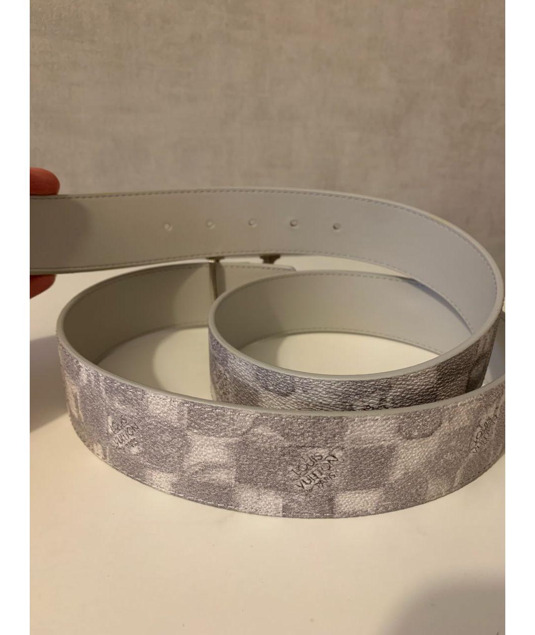 LOUIS VUITTON Серый кожаный ремень, фото 3