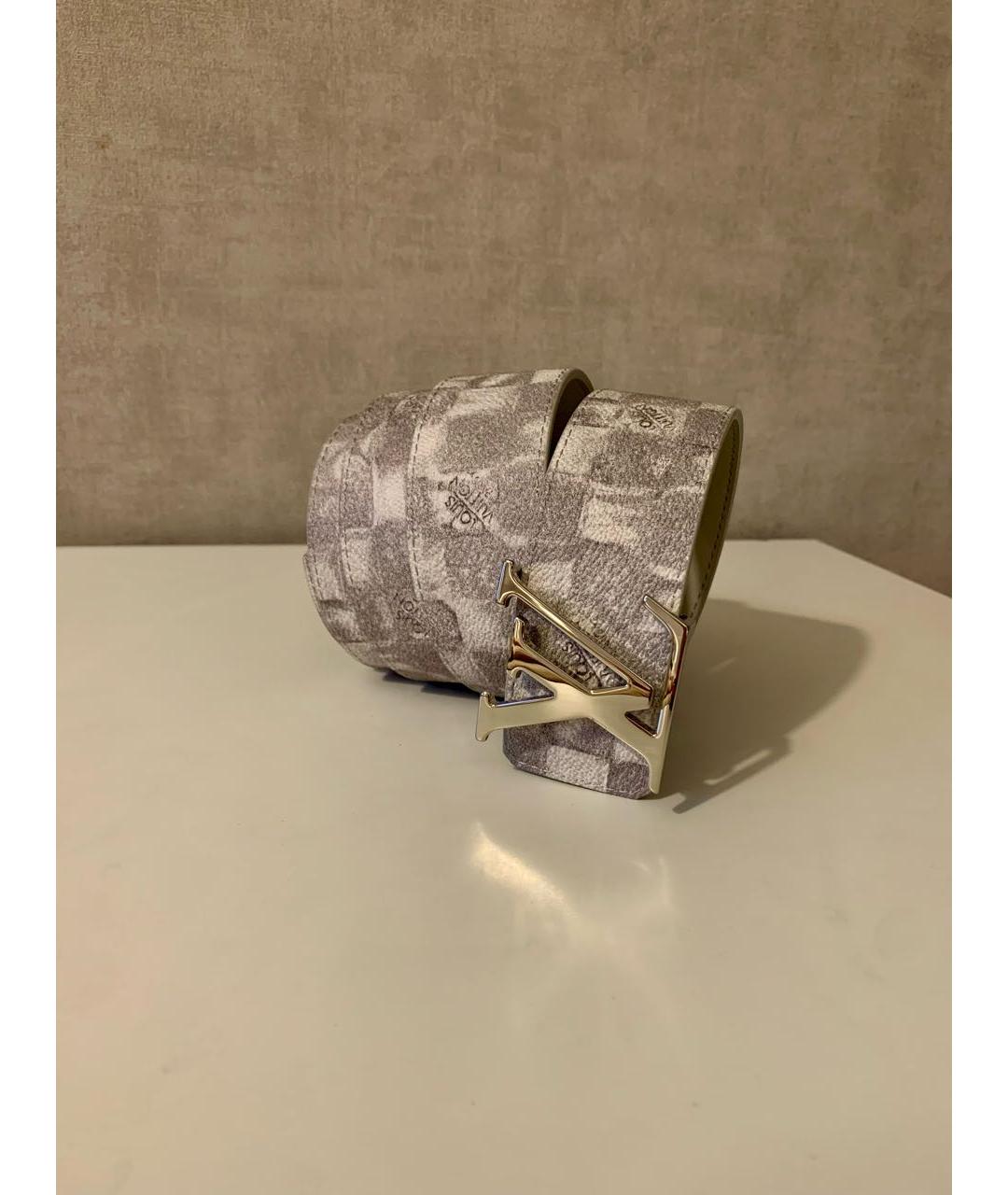 LOUIS VUITTON Серый кожаный ремень, фото 2