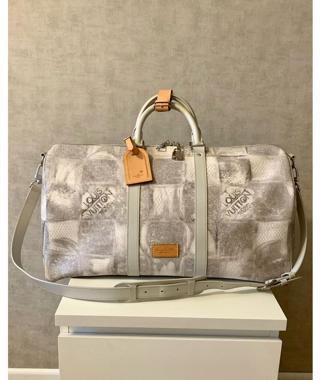 LOUIS VUITTON Серая кожаная дорожная/спортивная сумка, фото 9