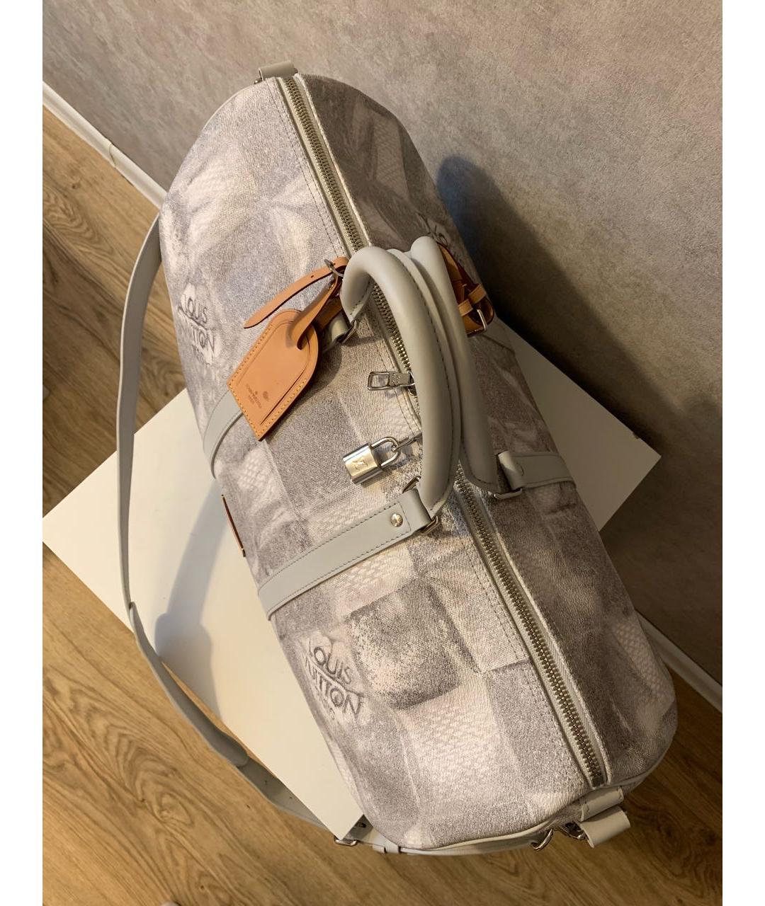 LOUIS VUITTON Серая кожаная дорожная/спортивная сумка, фото 5