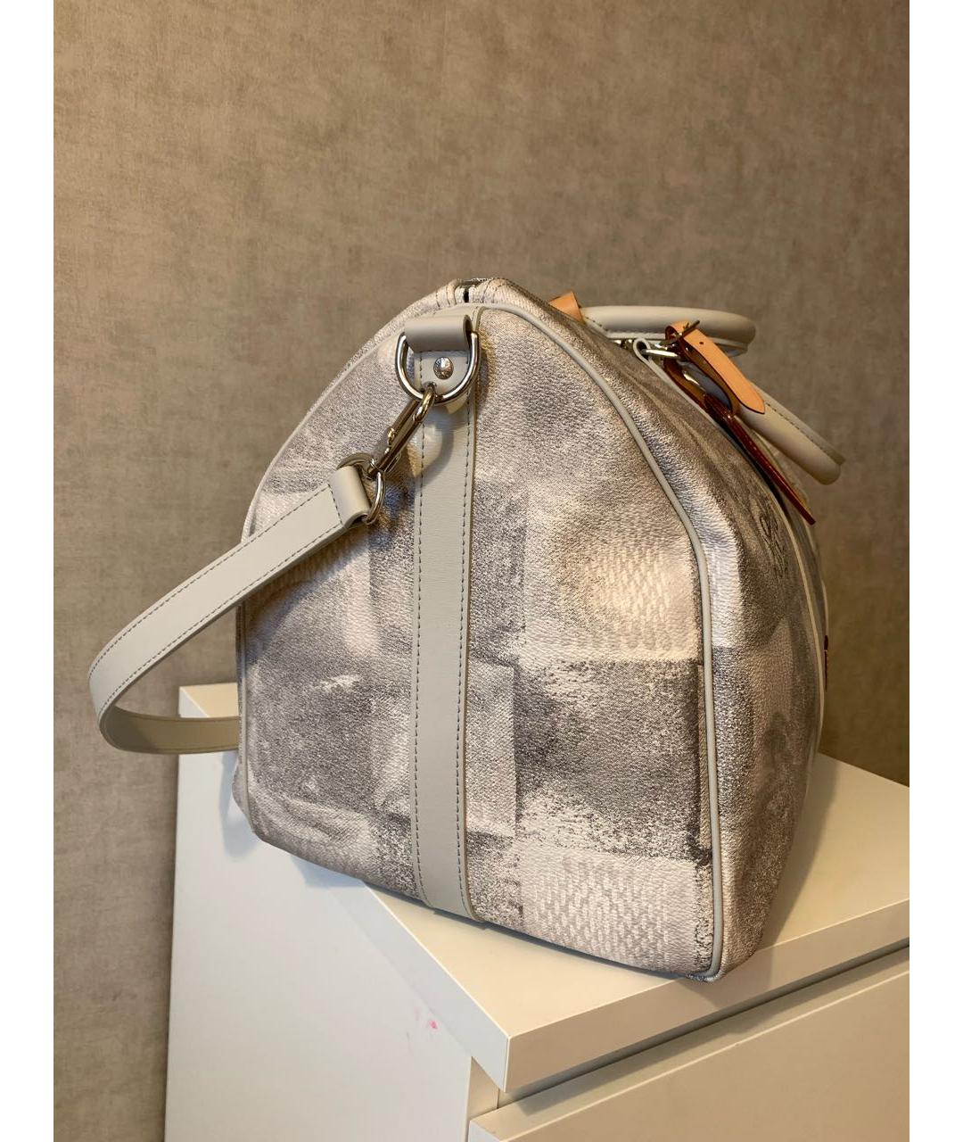 LOUIS VUITTON Серая кожаная дорожная/спортивная сумка, фото 4