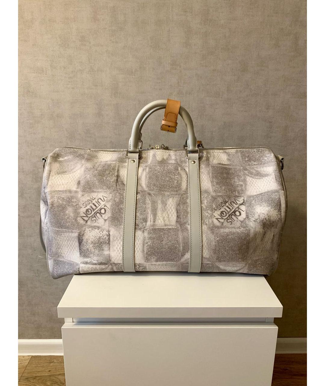 LOUIS VUITTON Серая кожаная дорожная/спортивная сумка, фото 2