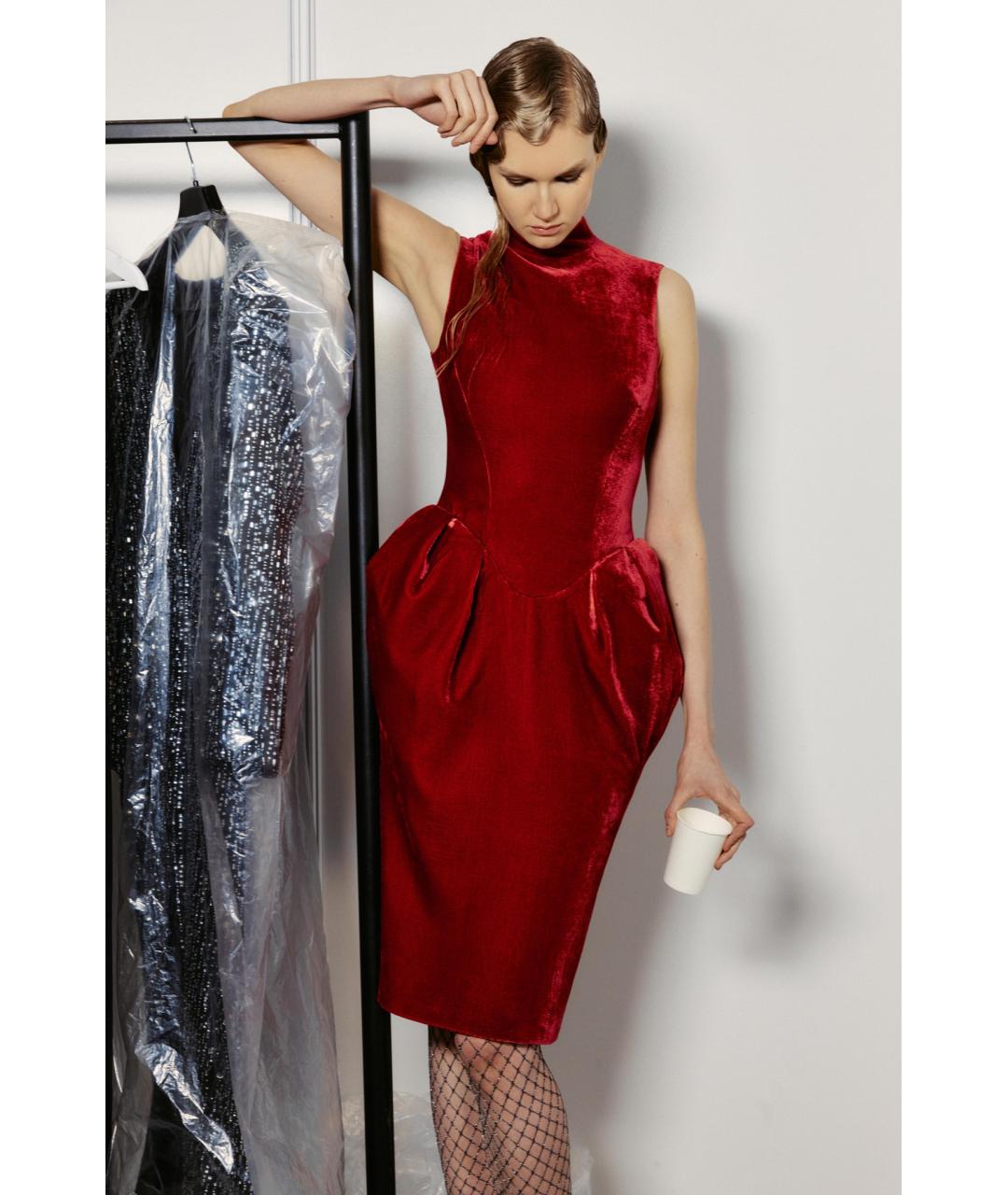 RASARIO Бордовое бархатное вечернее платье, фото 3