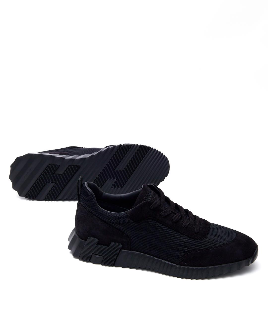 HERMES Черные текстильные низкие кроссовки / кеды, фото 7