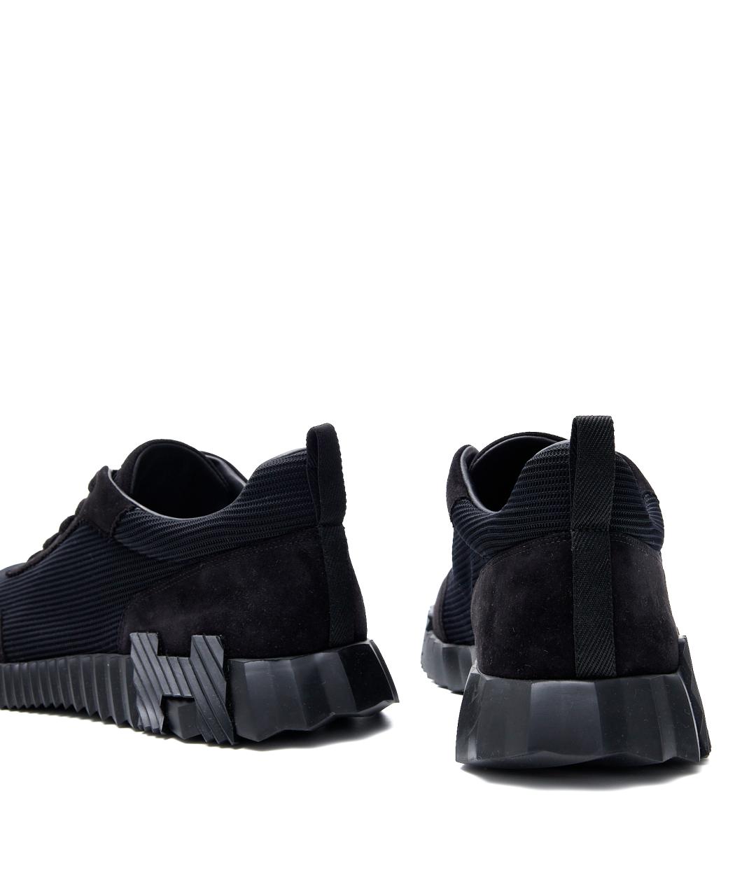 HERMES Черные текстильные низкие кроссовки / кеды, фото 6