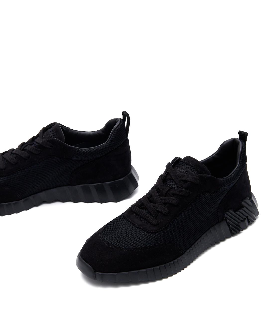 HERMES Черные текстильные низкие кроссовки / кеды, фото 4