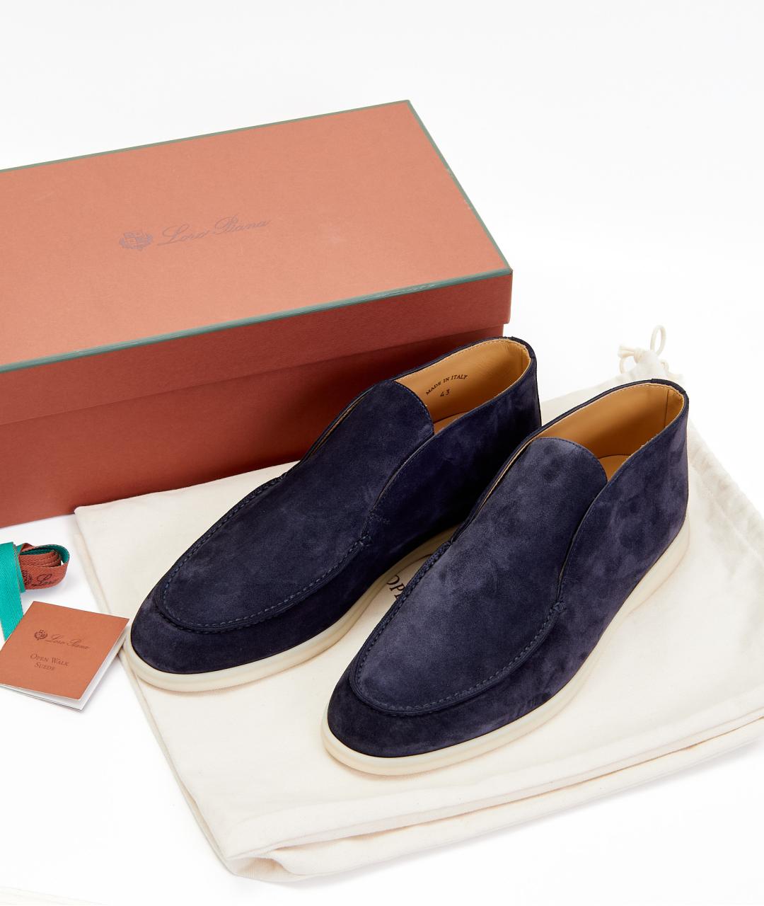 LORO PIANA Темно-синие замшевые лоферы, фото 6