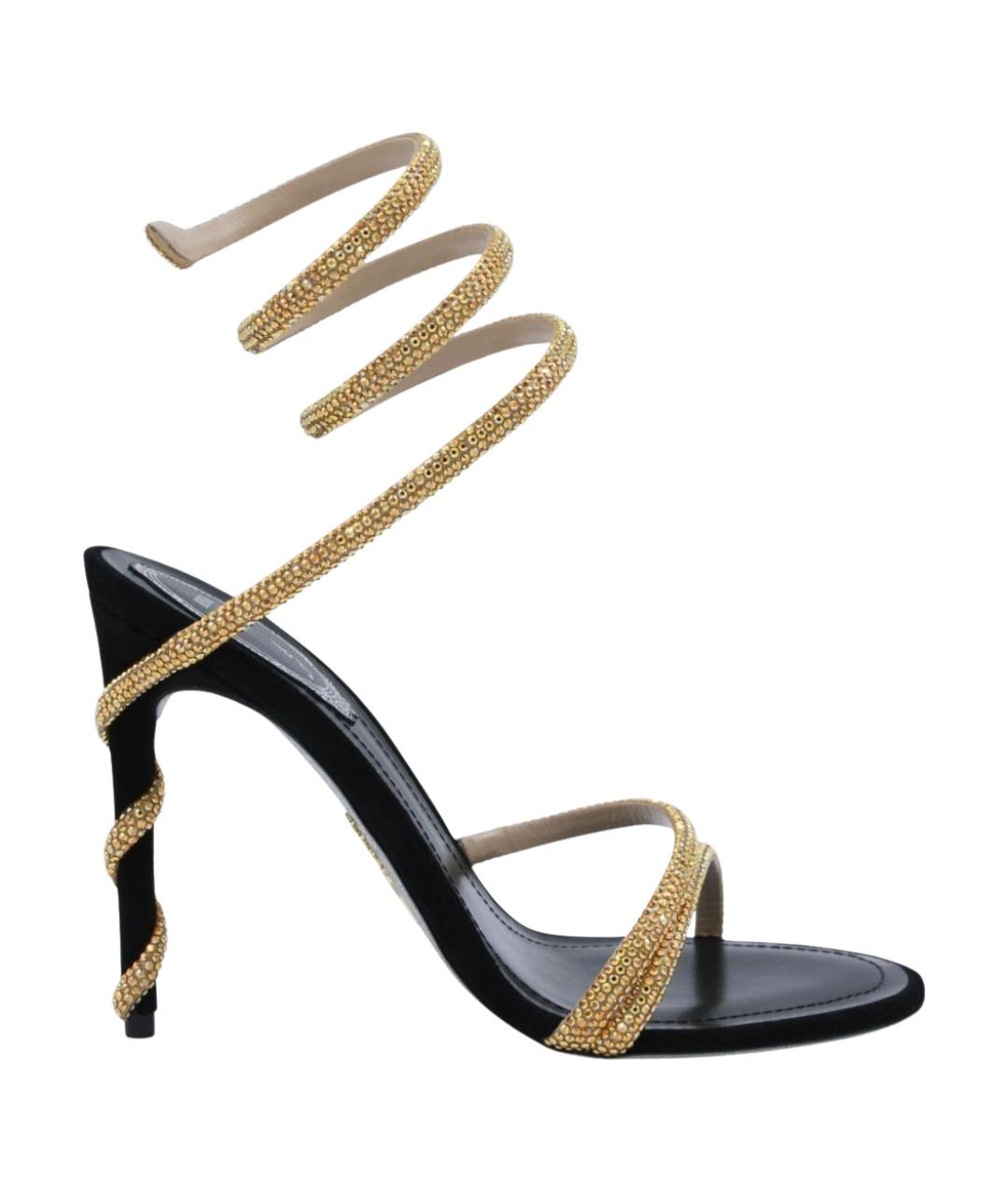 RENE CAOVILLA Черные кожаные босоножки, фото 1