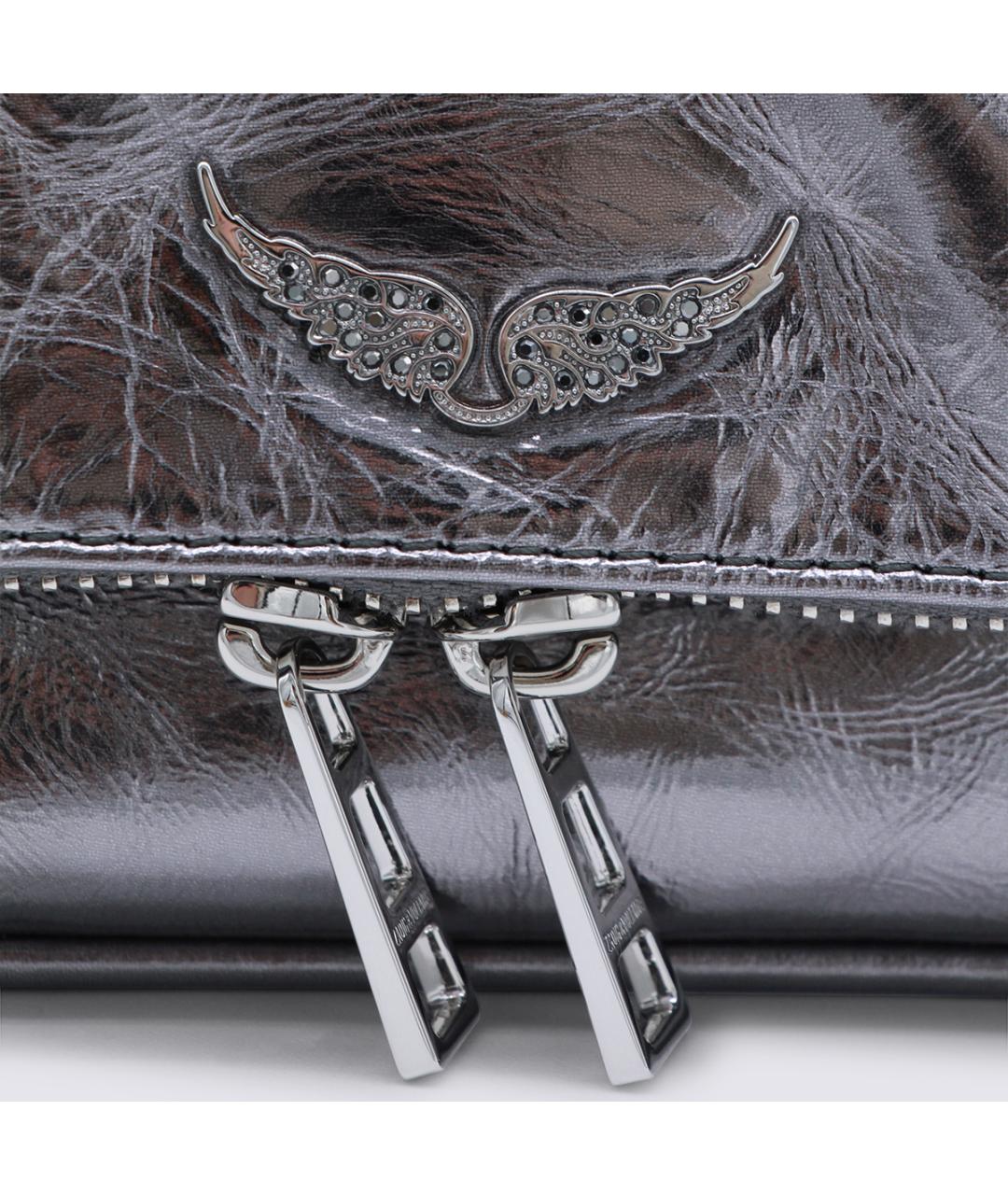 ZADIG & VOLTAIRE Серебряная кожаная сумка через плечо, фото 4
