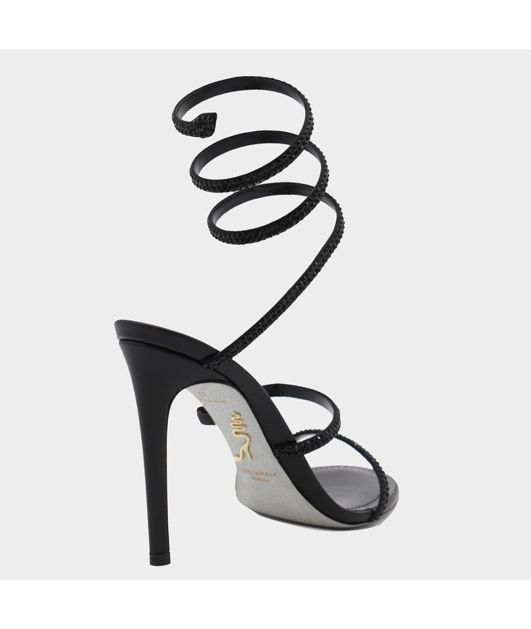 RENE CAOVILLA Черные кожаные босоножки, фото 2