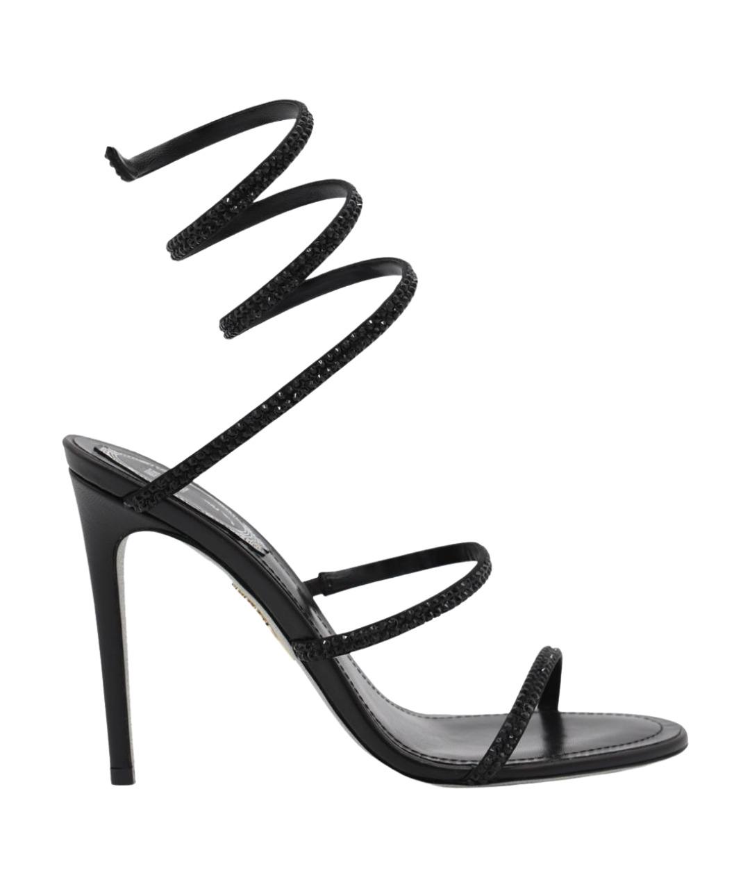 RENE CAOVILLA Черные кожаные босоножки, фото 1