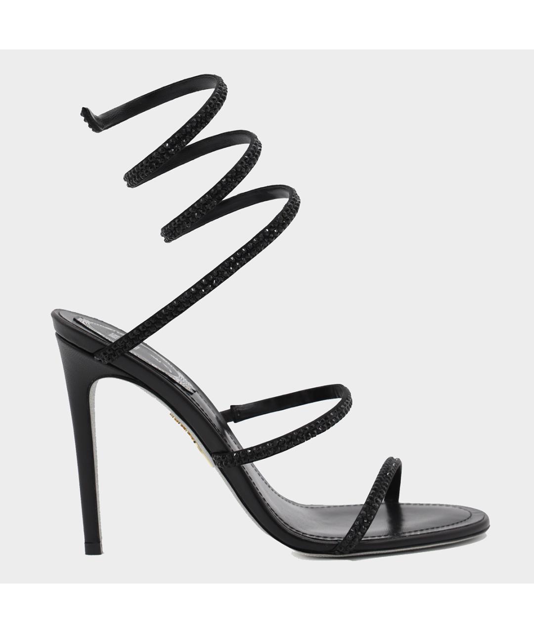 RENE CAOVILLA Черные кожаные босоножки, фото 3