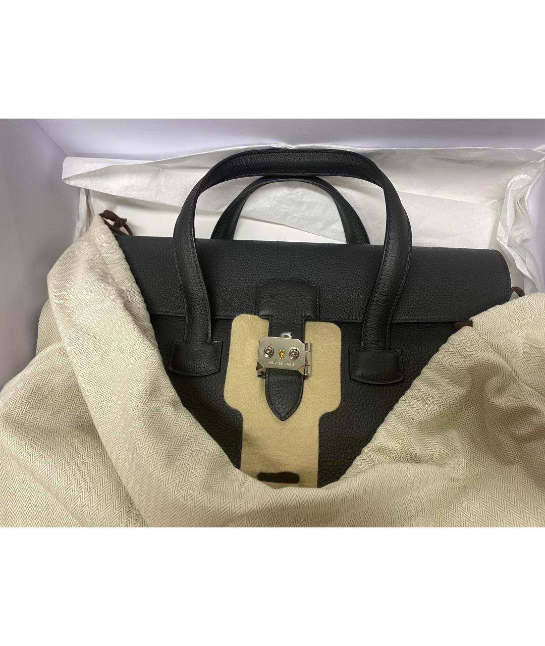 HERMES Черный кожаный портфель, фото 4