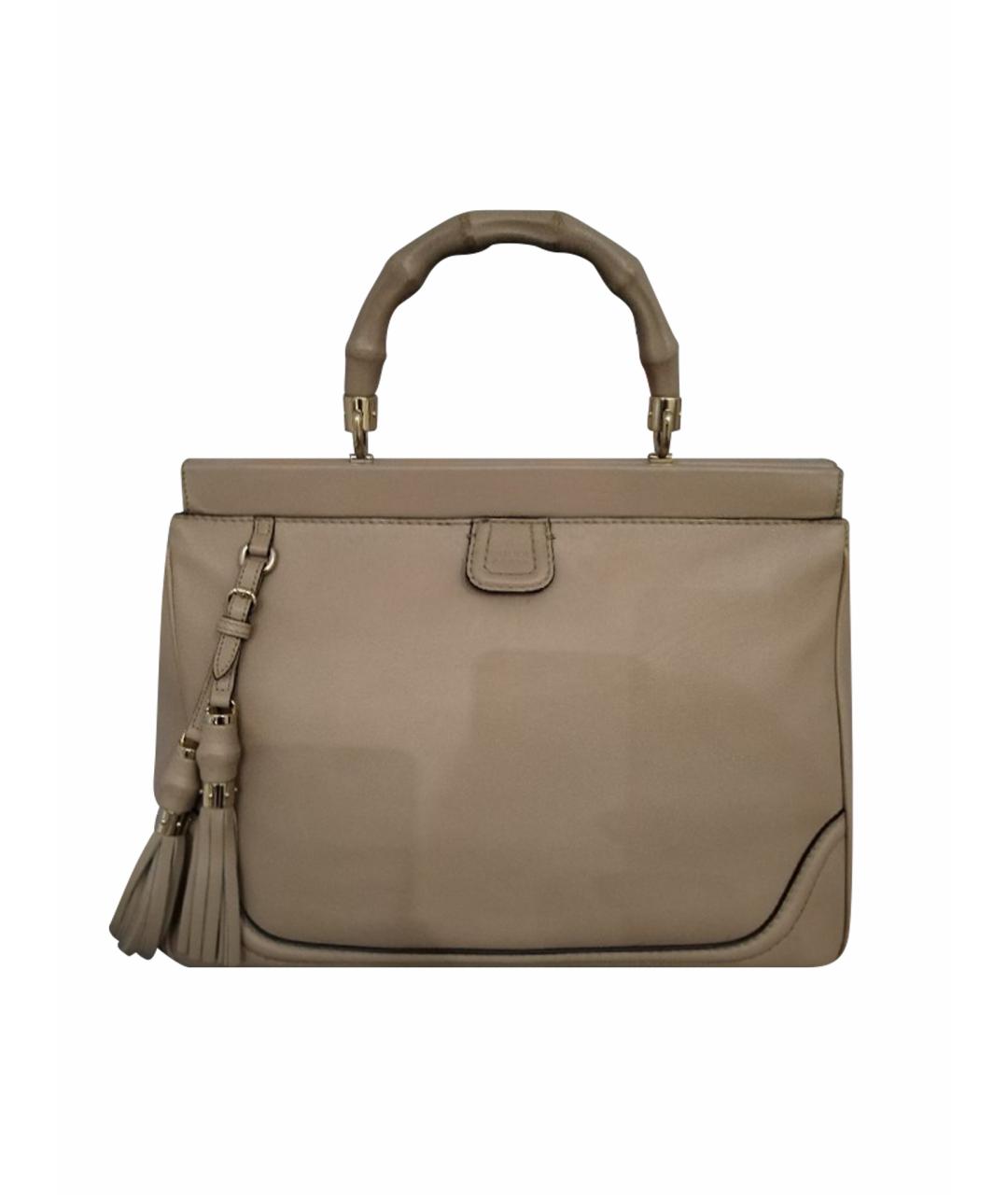 GUCCI Бежевая кожаная сумка с короткими ручками, фото 1