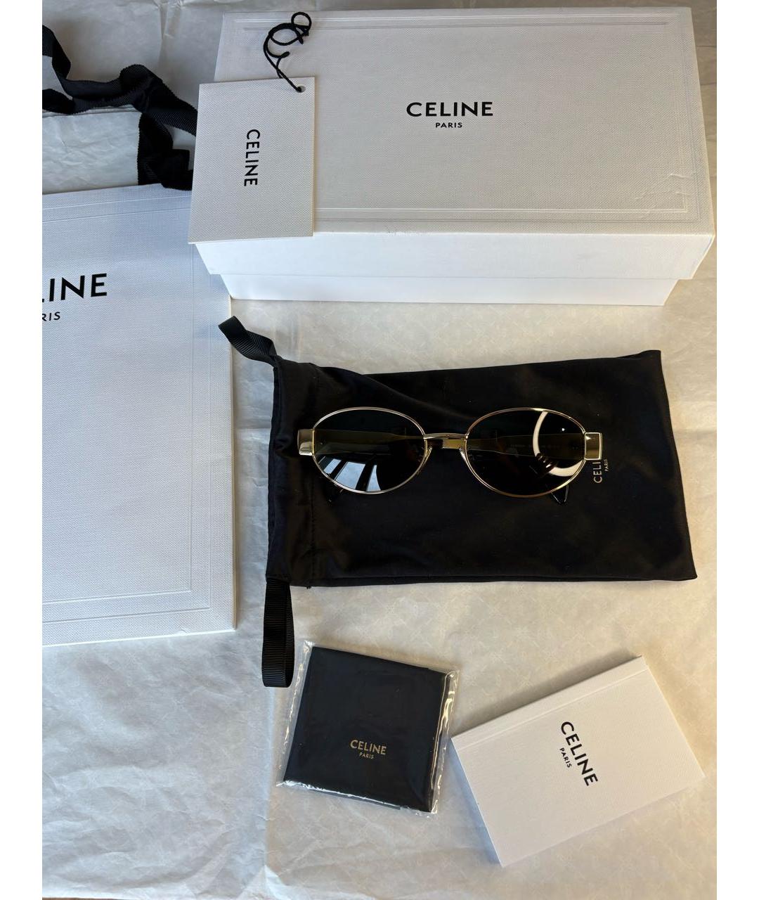 CELINE Золотые металлические солнцезащитные очки, фото 5