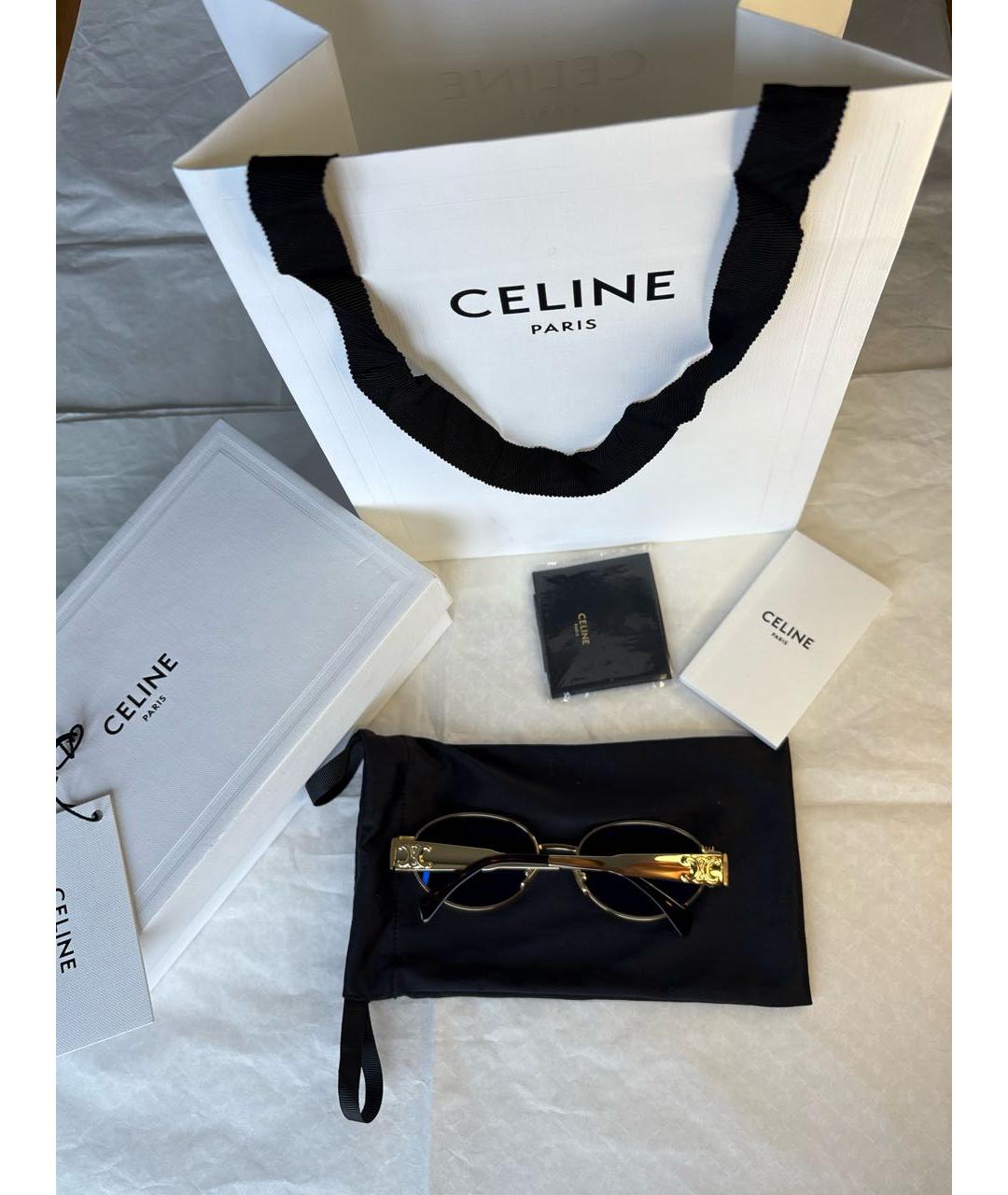 CELINE Золотые металлические солнцезащитные очки, фото 4