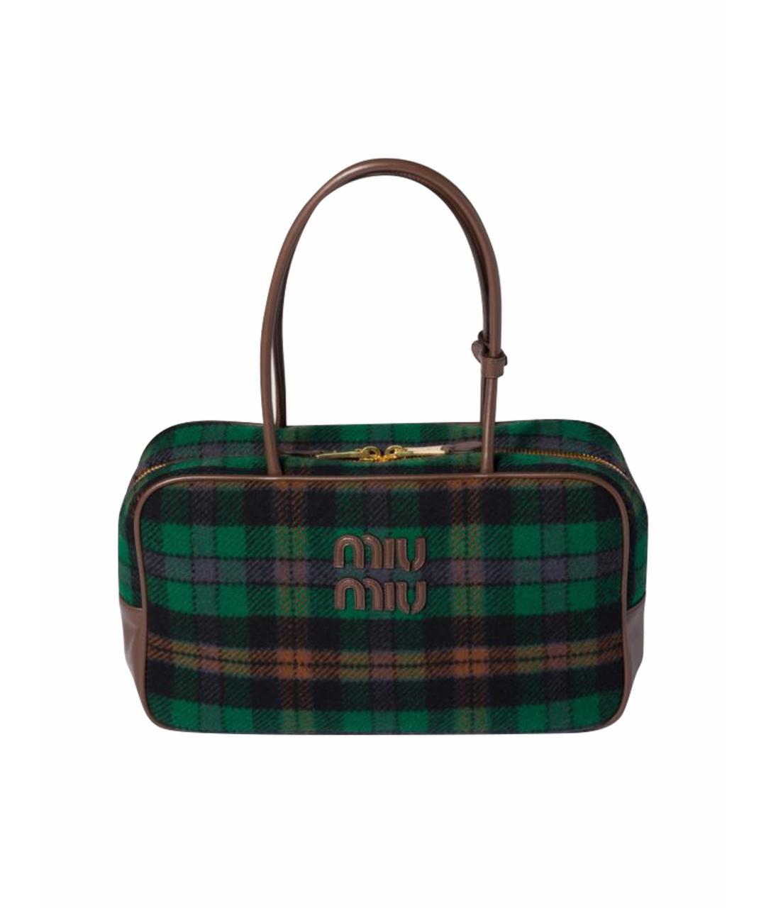 MIU MIU Зеленая шерстяная сумка с короткими ручками, фото 1