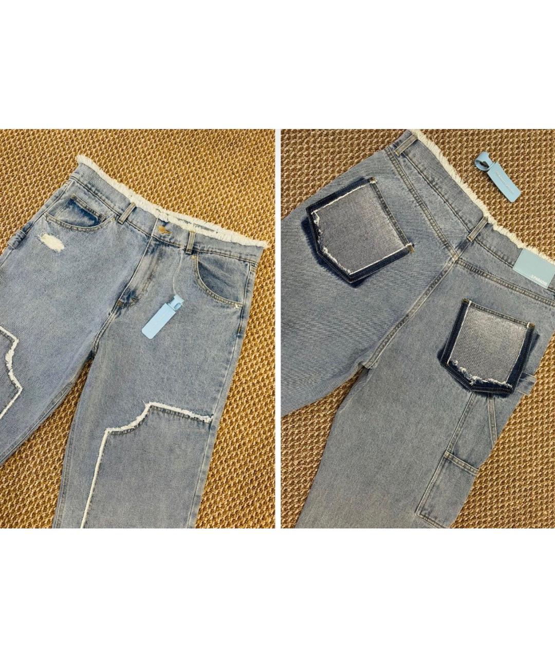 32 PARADIS SPRUNG FRERES Голубые хлопковые прямые джинсы, фото 4