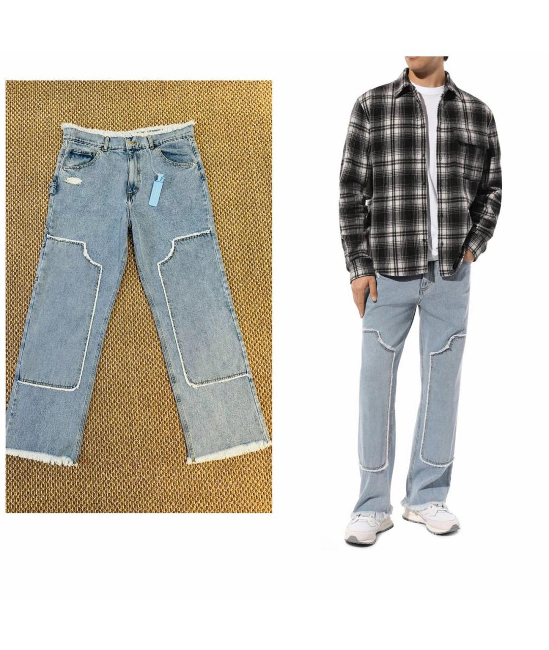 32 PARADIS SPRUNG FRERES Голубые хлопковые прямые джинсы, фото 2