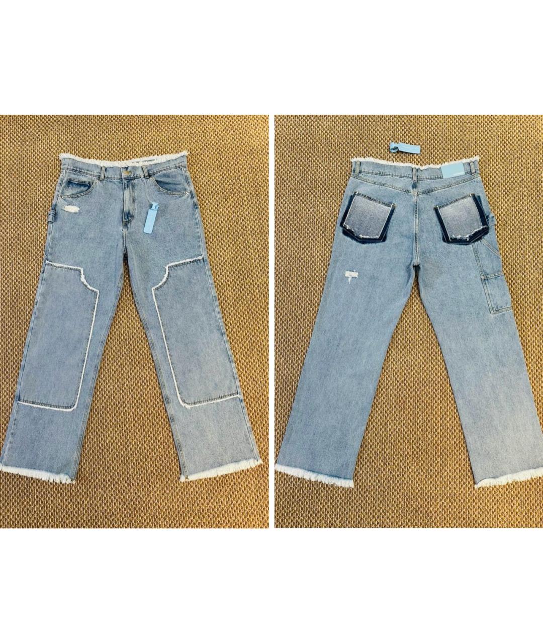 32 PARADIS SPRUNG FRERES Голубые хлопковые прямые джинсы, фото 3