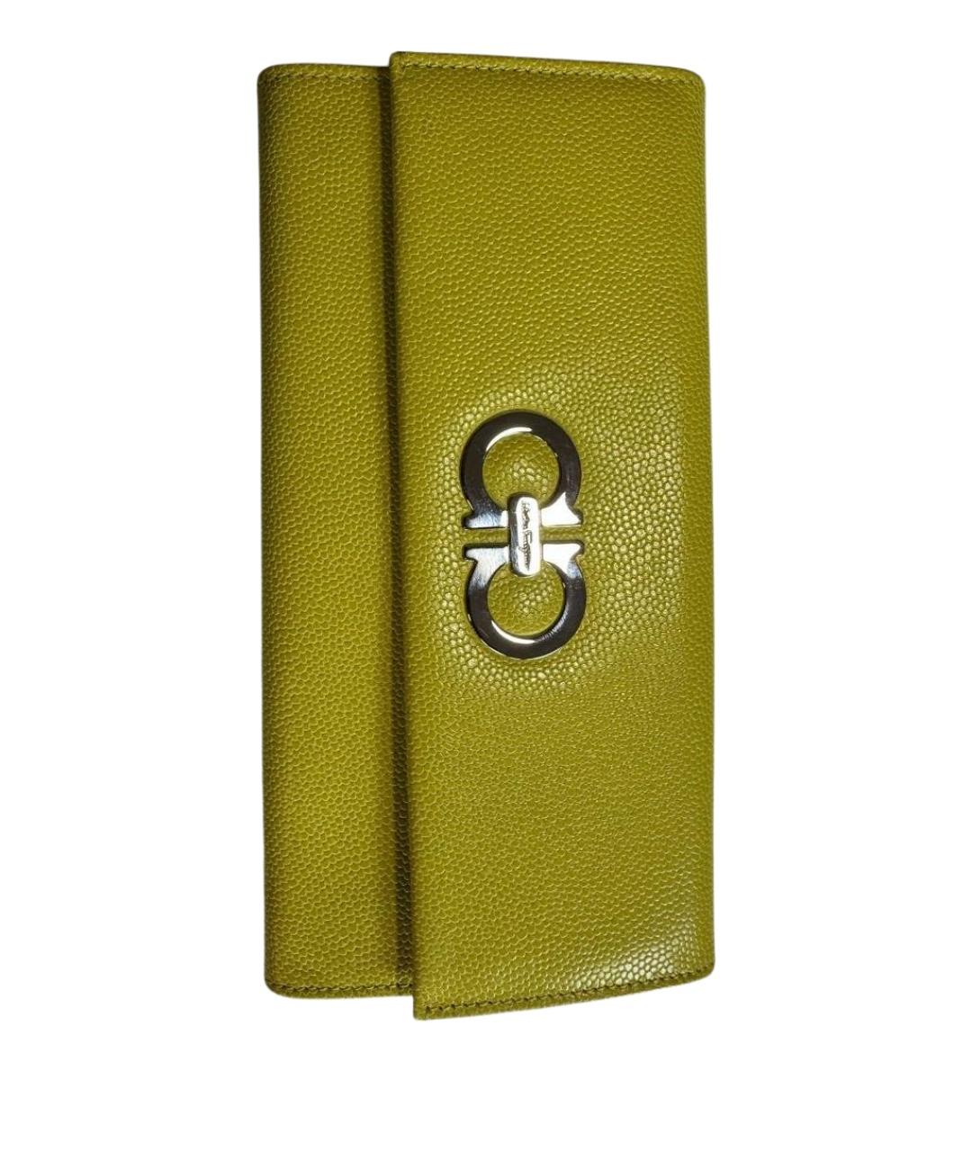 FERRAGAMO Желтый кожаный кошелек, фото 1
