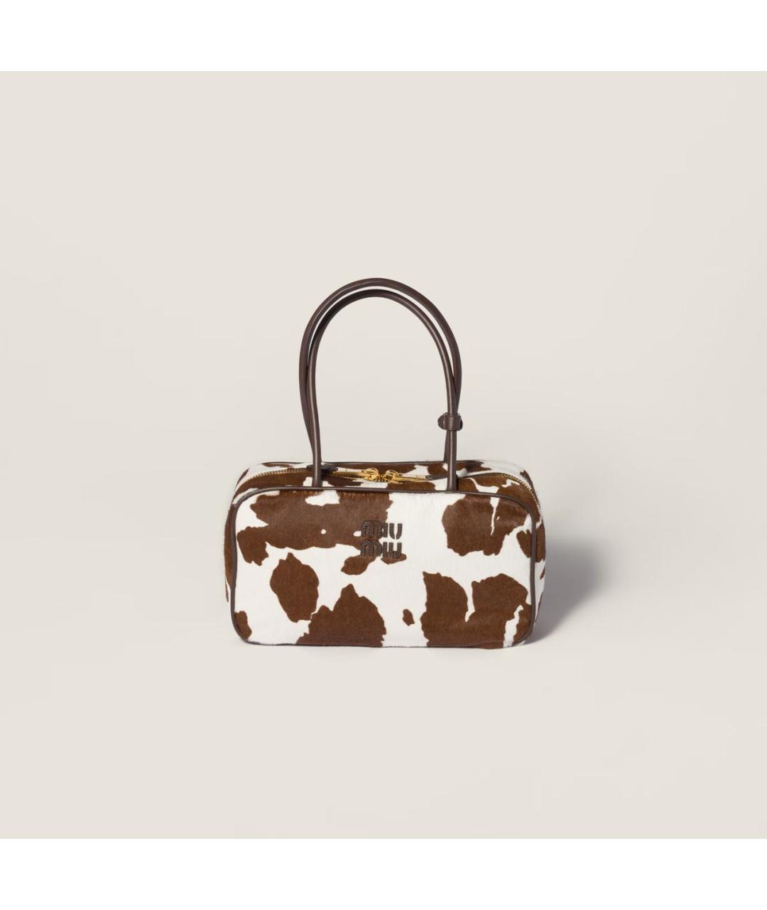 MIU MIU Коричневая кожаная сумка с короткими ручками, фото 6