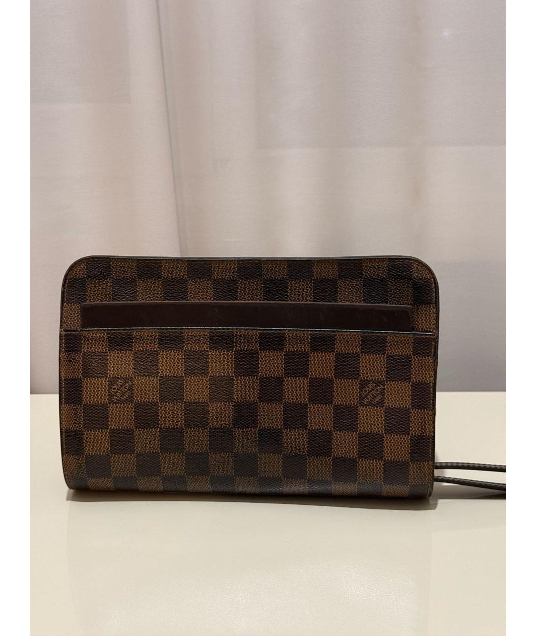 LOUIS VUITTON Коричневая кожаная барсетка, фото 3